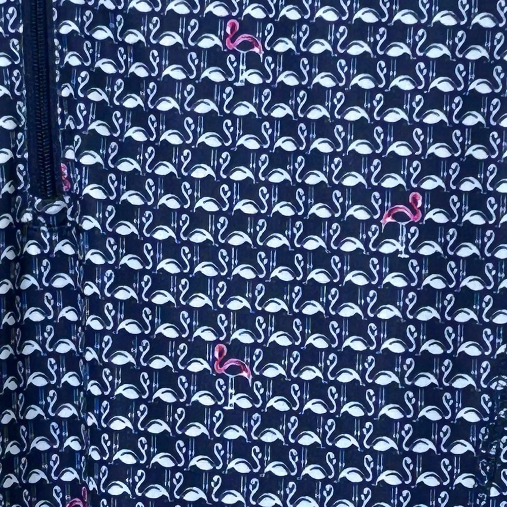 Callaway Golf women’s pullover, flamingo print. Blue, white, pink, women’s Large - Picture 2 of 6